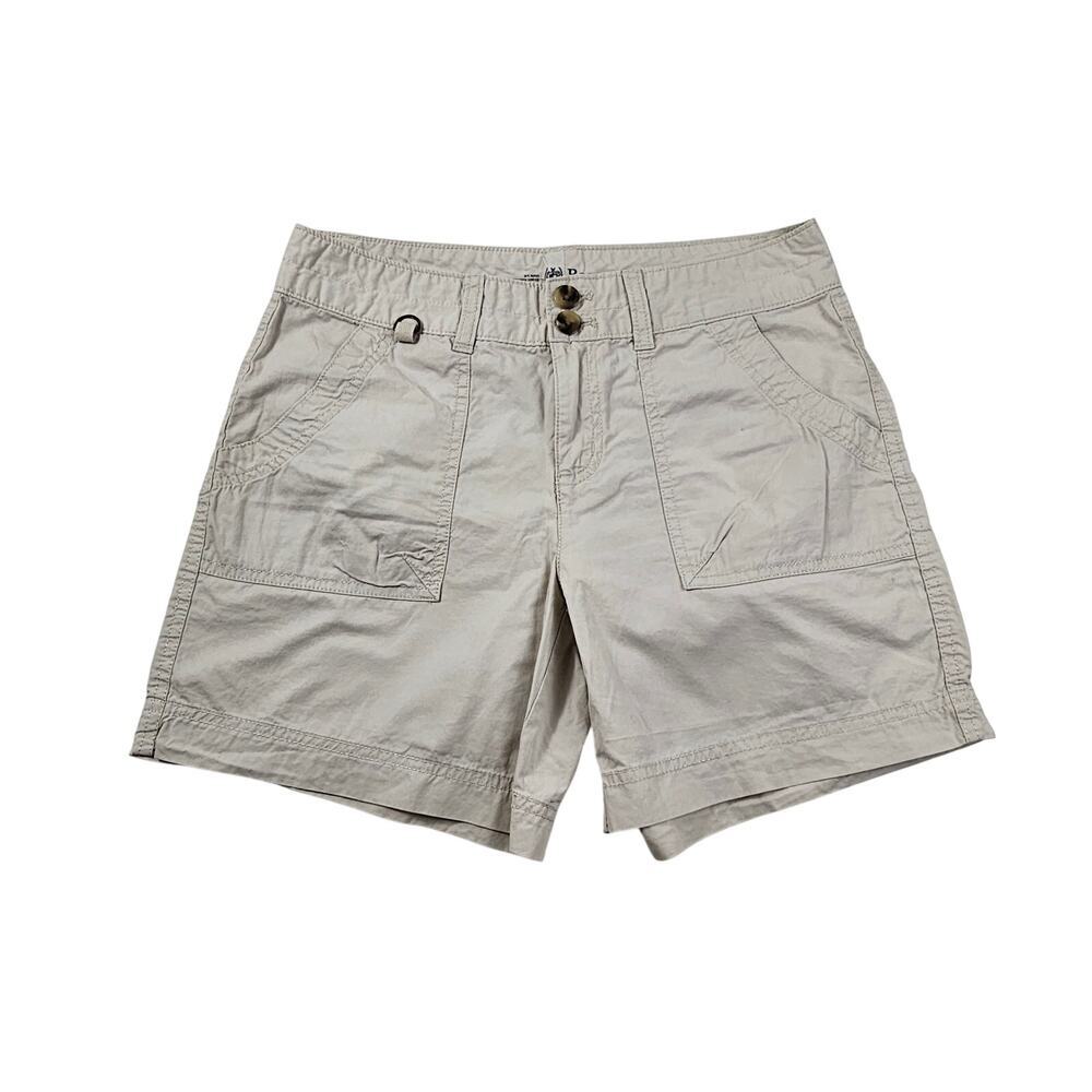 Bass sz 4 packable lightweight brown chino cotton shorts beige tan EUC casual - Picture 2 of 6